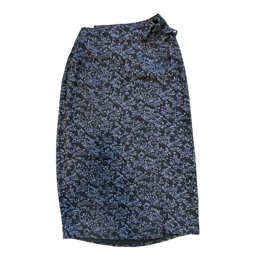 Talbot's Petite 10 Wrap‎ Skirt Silk Maxi Floral Boho Dark Academia Preppy 90s